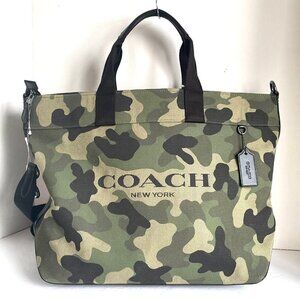 Coach Tote 38 Camo Large Canvas Leather Carryall Shoulder Bag CL396 Green